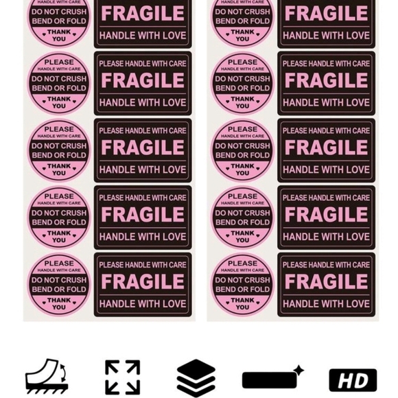 🔹️50 pack Fragile Stickers for shipping ✨️🖤 - Picture 4 of 9